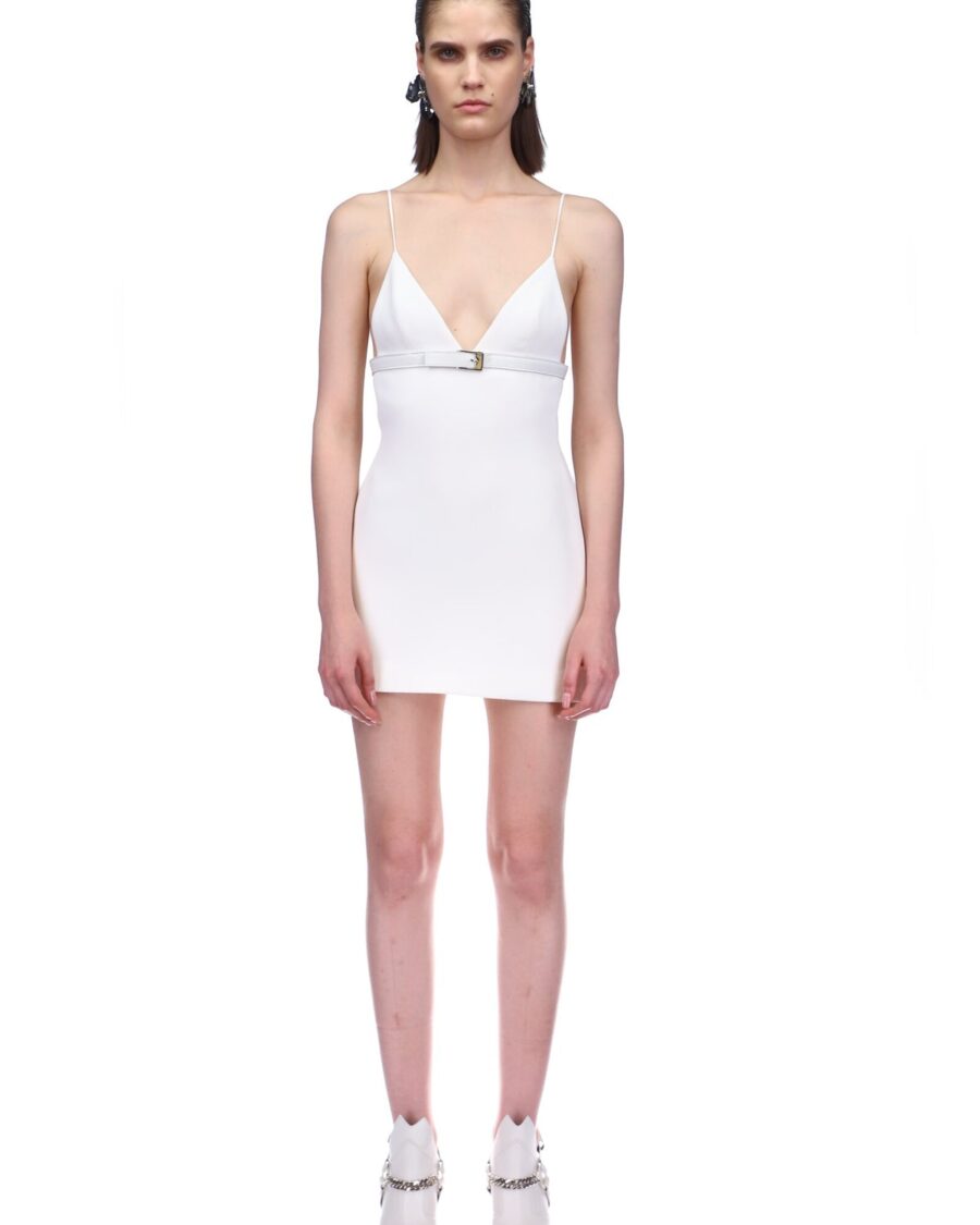 LEATHER STRAP CAMISOLE MINI DRESS