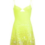 PAILLETTES HEM A-LINE MINI DRESS IN YELLOW