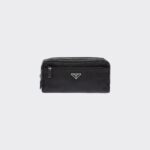 RE NYLON AND SAFFIANO LEATHER TRAVEL POUCH