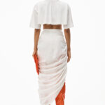 ASYMMETRIC DRAPED SILK SKIRT