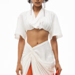 ASYMMETRIC DRAPED SILK SKIRT
