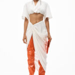 ASYMMETRIC DRAPED SILK SKIRT