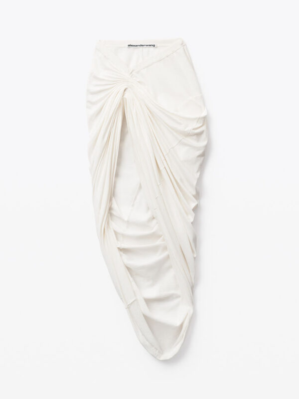 ASYMMETRIC DRAPED SILK SKIRT