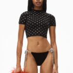 CROPPED LOGO TEE IN CRYSTAL NYLON