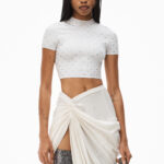 CROPPED LOGO TEE IN CRYSTAL NYLON