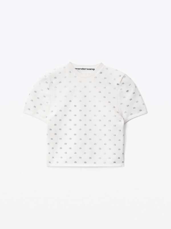 CROPPED LOGO TEE IN CRYSTAL NYLON
