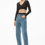 V-NECK CROPPED CRADIGAN IN CRYSTAL NYLON
