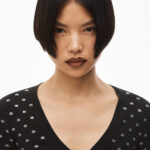 V-NECK CROPPED CRADIGAN IN CRYSTAL NYLON