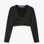 V-NECK CROPPED CRADIGAN IN CRYSTAL NYLON