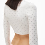 V-NECK CROPPED CRADIGAN IN CRYSTAL NYLON