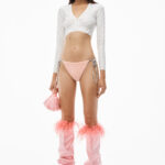 V-NECK CROPPED CRADIGAN IN CRYSTAL NYLON