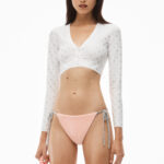 V-NECK CROPPED CRADIGAN IN CRYSTAL NYLON