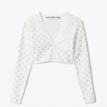 V-NECK CROPPED CRADIGAN IN CRYSTAL NYLON