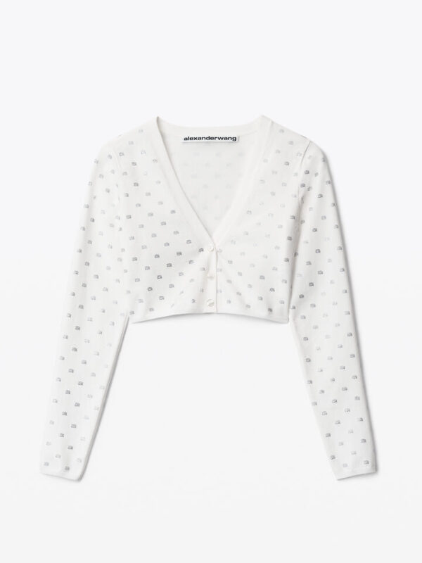 V-NECK CROPPED CRADIGAN IN CRYSTAL NYLON