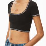 CRYSTAL TRIM SCOOP NECK TOP