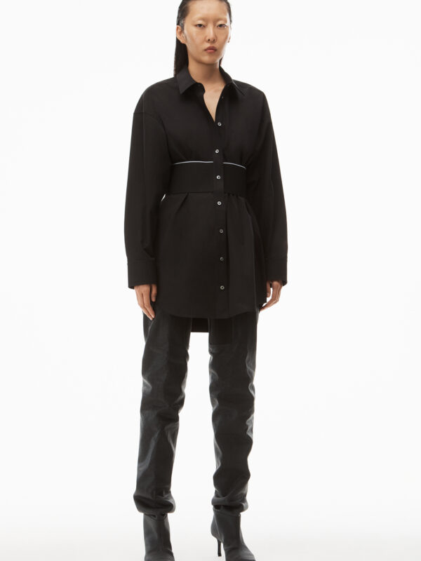 ELASTIC WAIST POPLIN DRESS
