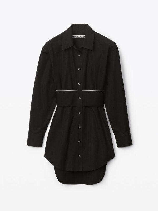ELASTIC WAIST POPLIN DRESS