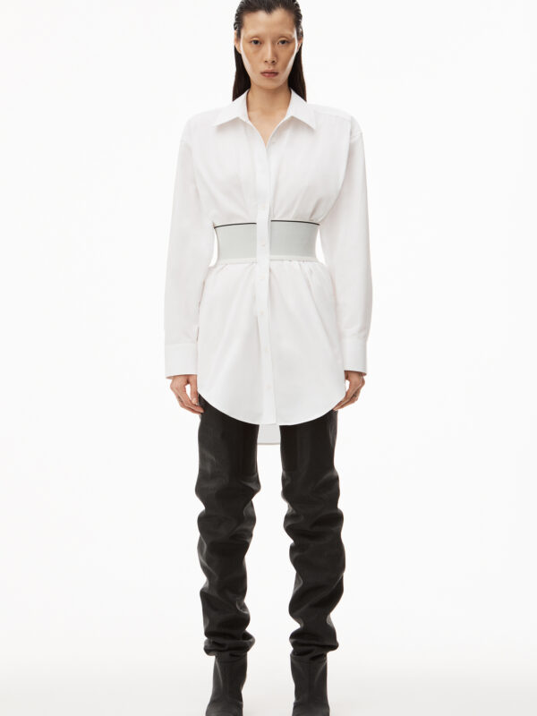 ELASTIC WAIST POPLIN DRESS