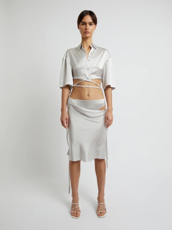 SHORT SLEEVE CROP TIE SHIRT