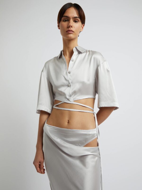 SHORT SLEEVE CROP TIE SHIRT