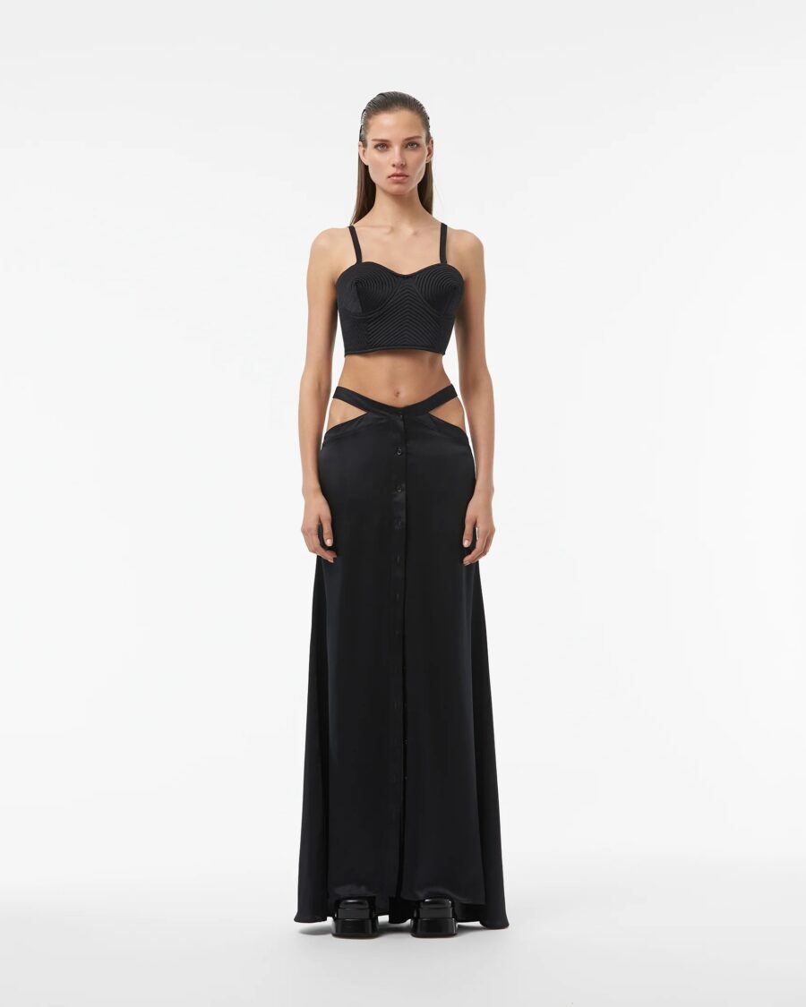 SILK CORSAGE TOP IN BLACK