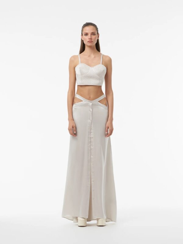 SILK CORSAGE TOP IN MOONBEAM