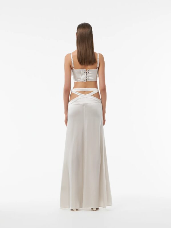 SILK CORSAGE TOP IN MOONBEAM