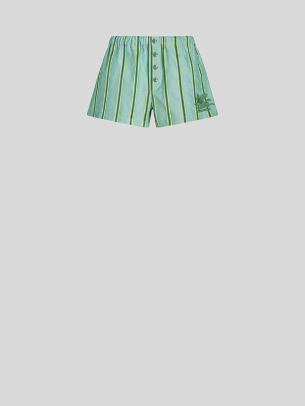 STRIPED SHORTS WITH EMBROIDERED PEGASO