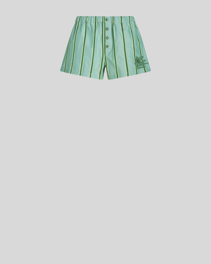 STRIPED SHORTS WITH EMBROIDERED PEGASO