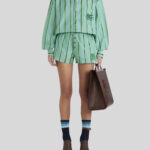 STRIPED SHORTS WITH EMBROIDERED PEGASO