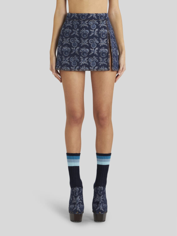MINI DENIM JACQUARD SKIRT