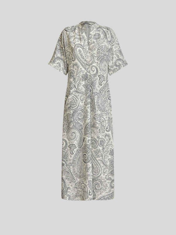 VISCOSE DRESS WITH GRAPHIC PAISLEY DESIGNS