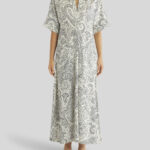 VISCOSE DRESS WITH GRAPHIC PAISLEY DESIGNS