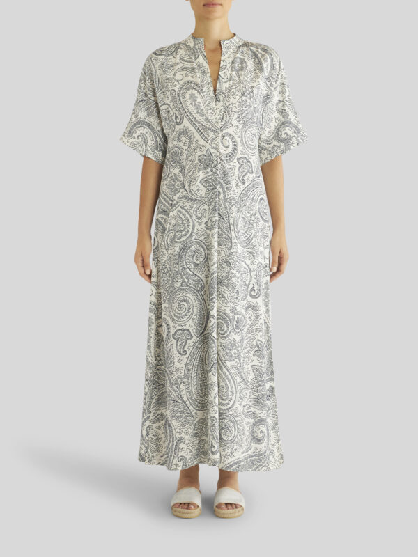 VISCOSE DRESS WITH GRAPHIC PAISLEY DESIGNS