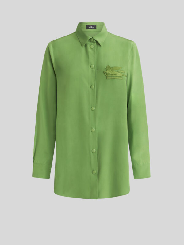 CRÊPE DE CHINE SHIRT WITH EMBROIDERED PEGASO