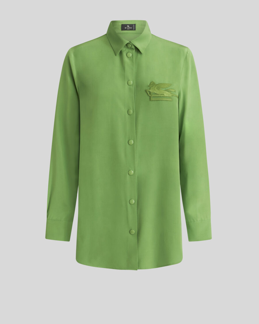 CRÊPE DE CHINE SHIRT WITH EMBROIDERED PEGASO