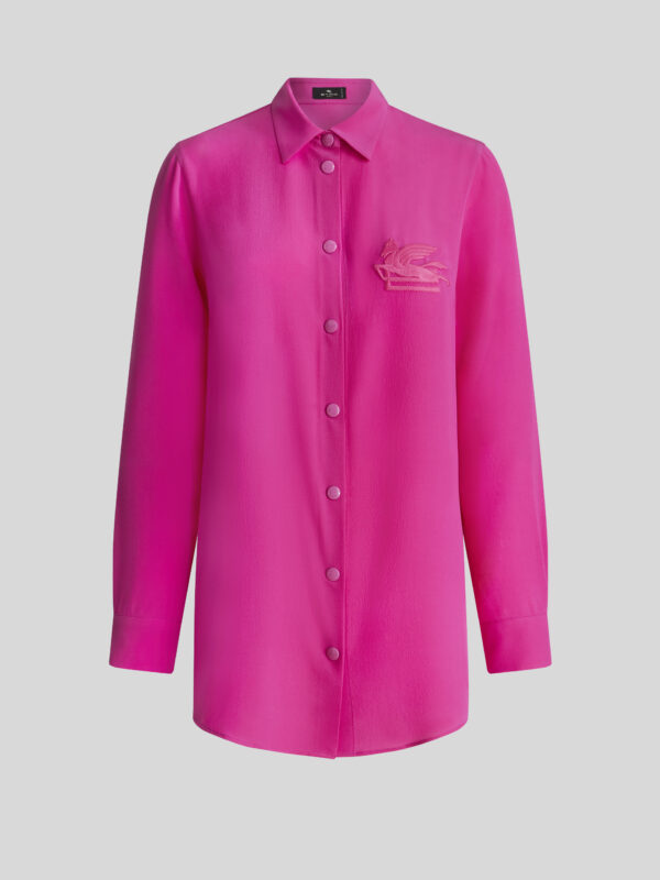 CRÊPE DE CHINE SHIRT WITH EMBROIDERED PEGASO