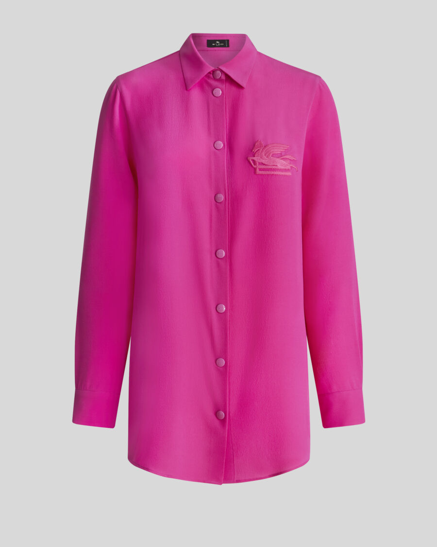CRÊPE DE CHINE SHIRT WITH EMBROIDERED PEGASO
