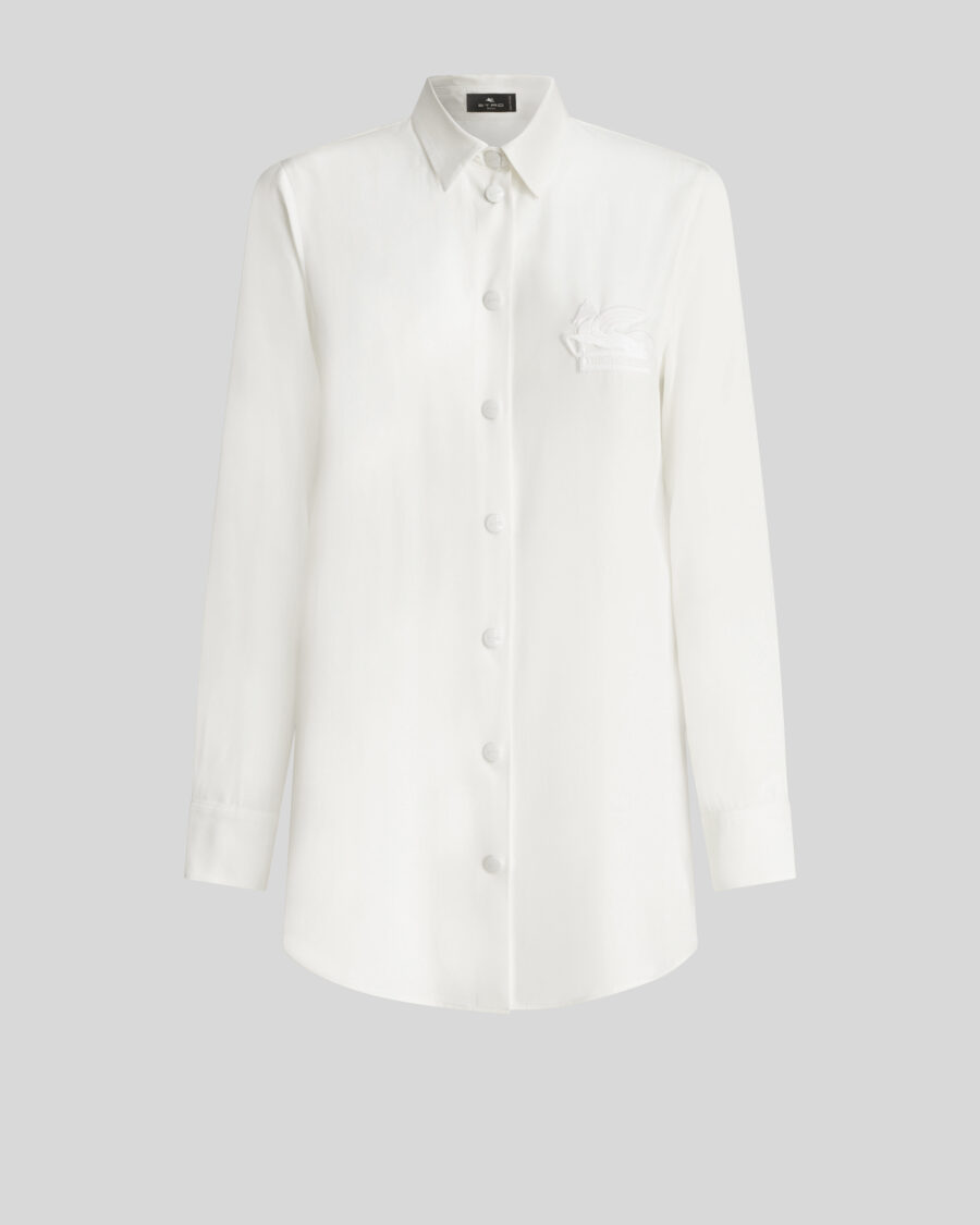 CRÊPE DE CHINE SHIRT WITH EMBROIDERED PEGASO