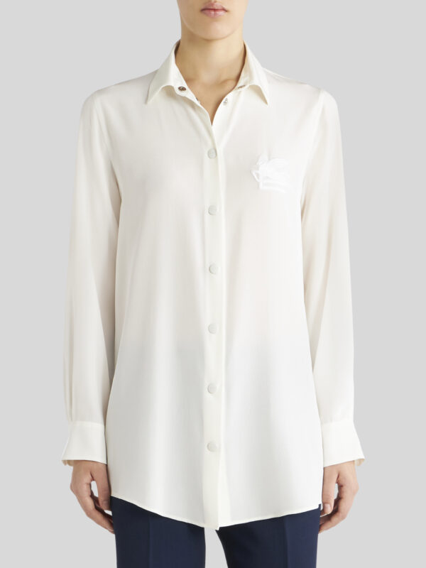 CRÊPE DE CHINE SHIRT WITH EMBROIDERED PEGASO