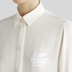 CRÊPE DE CHINE SHIRT WITH EMBROIDERED PEGASO