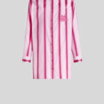 STRIPED COTTON AND SILK SHIRT DRESS