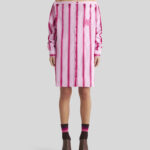 STRIPED COTTON AND SILK SHIRT DRESS