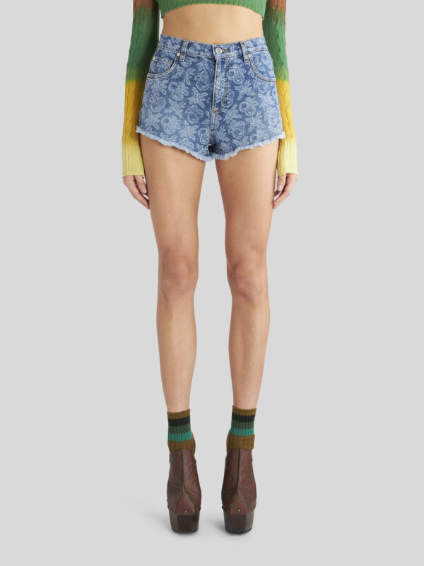 JACQUARED DENIM SHORTS