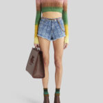 JACQUARED DENIM SHORTS