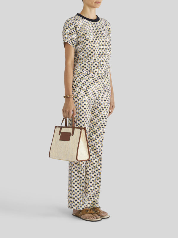 MEDIUM RAFFIA SHOPPING BAG WITH PAISLEY EMBROIDERY
