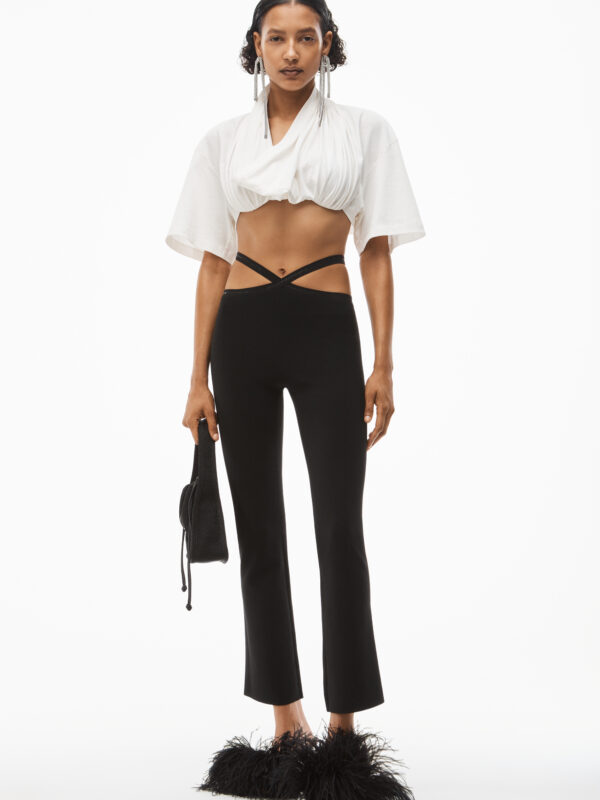 CRISSCROSS LOGO TRIM LEGGINGS IN VISCOSE KNIT