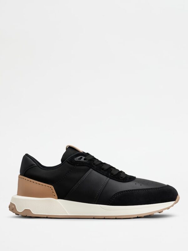 LEATHER AND TECH FABRIC SNEAKERS
