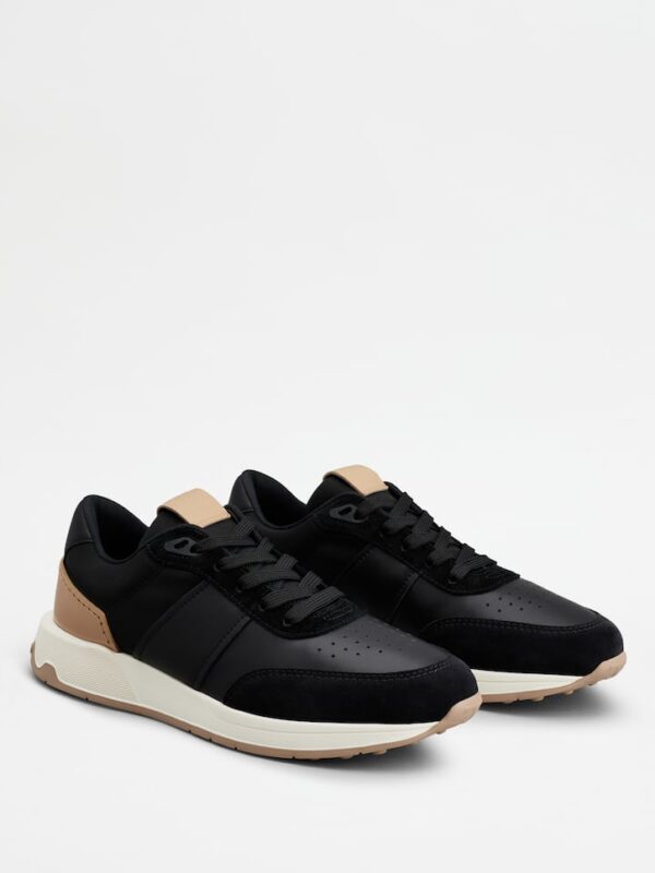 LEATHER AND TECH FABRIC SNEAKERS