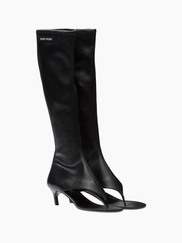 STRETCH NAPPA LEATHER THONG BOOTS